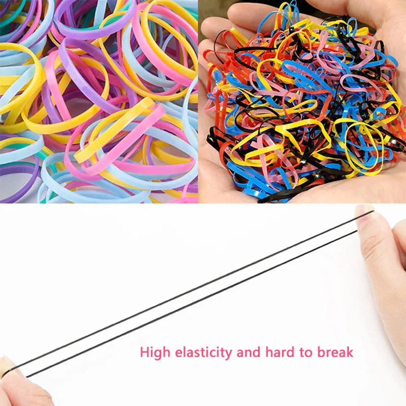 2000pcs/Set Small Ring Hair Bands Candy Color Elastic Rubber Bands Kids Ponytail Holder Hair Ropes hair accessories hair bands hair ties