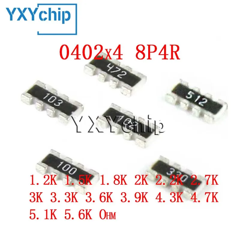 

100 шт., чиповые Резисторы 0402x4 8p4r 5% 4d02, сетевые Arrays 1,2 k 1,5 k 1,8 k 2k 2,2 k 2,7 k 3k 3,3 k 3,6 k 3,9 k 4,3 k 4,7 k 5,1 k 5,6 k ом