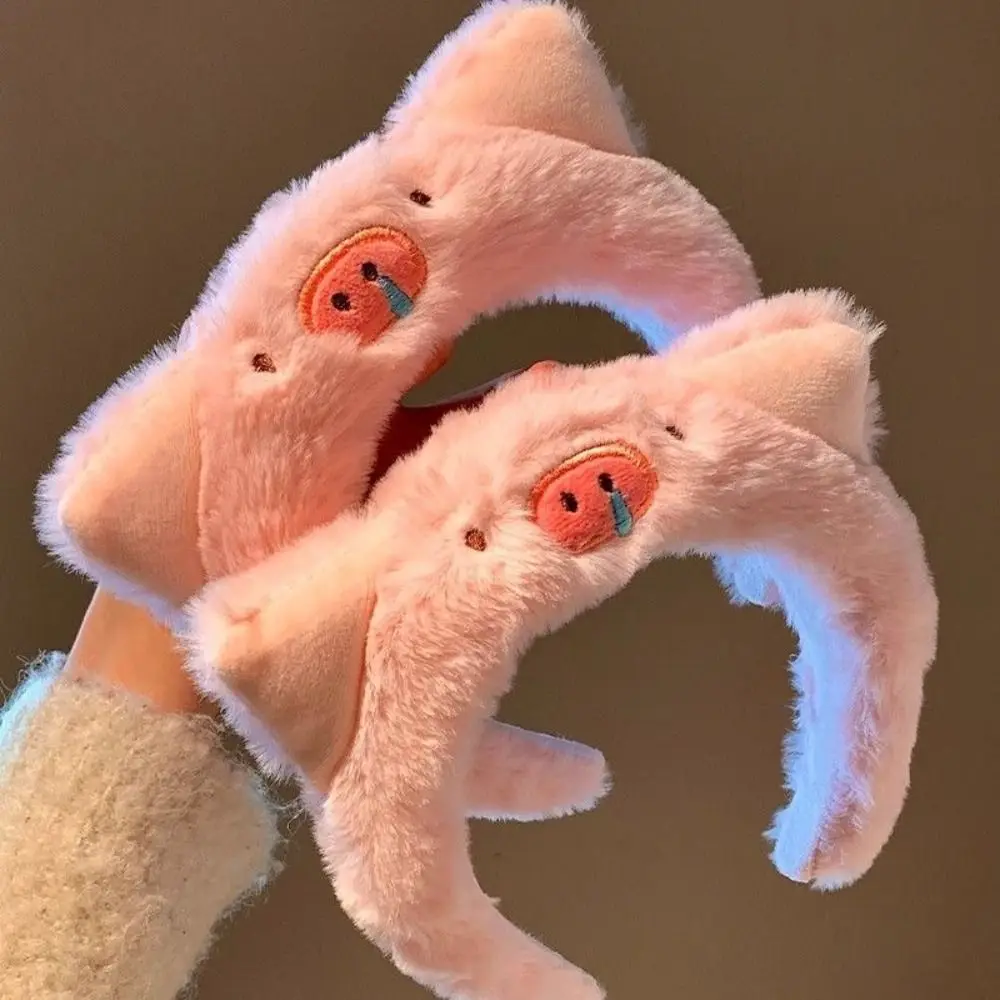 Pink Plush Pig Headband Hair Accessories for Women and Girls