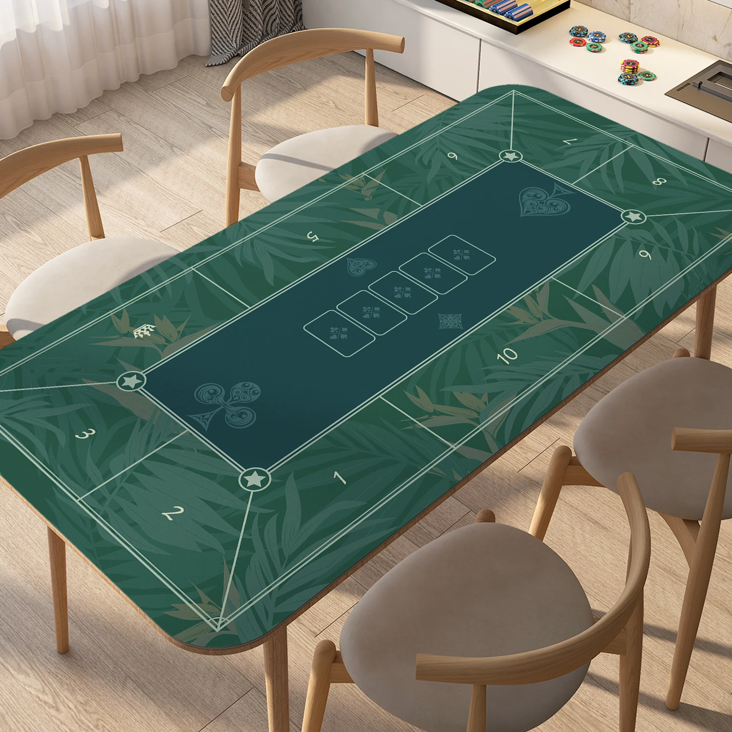 Velvet Texas Poker Ten Person Table 120*60cm/140*70cm/160*80cm Anti Slip Special Rubber Poker Mat Chip Texas Hold'em Table Mat