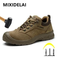 Men's safety leather boots Steel toe shoes Puncture-Proof Work Boots Safety Shoes Men wear resistant Indestructible shoes 2025