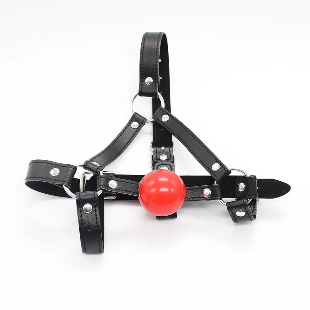 Adult Fetish SM Sex Toys Slave Head Harness Leather Head Harness with Nose Hook Ball Gag Restraint Sex Games