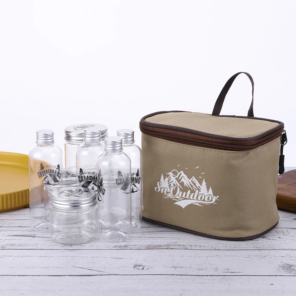 8Pcs Camping Seasoning Bottle Set with Storage Bag Spice Containers Camping Spice Kit for Outdoor Travel BBQ Picnic