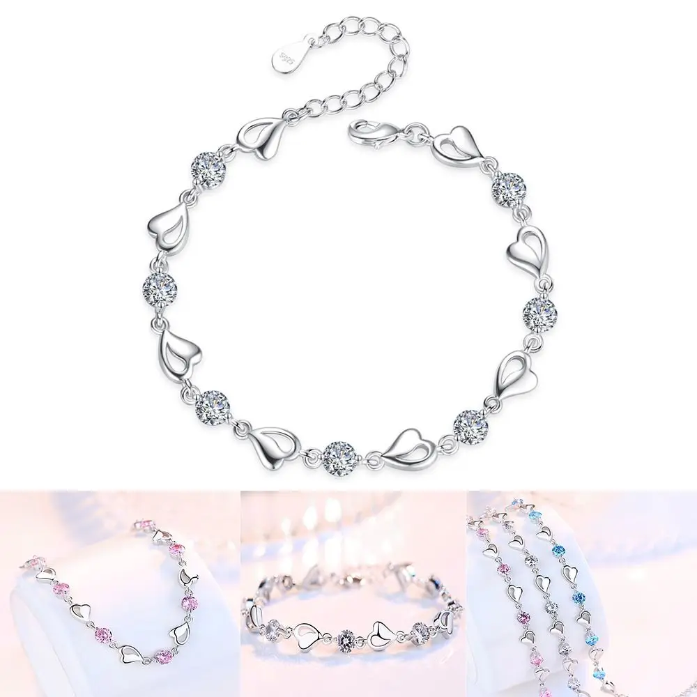 

Gift Shiny Adjustable Heart Bracelets For Womens Simple Bead