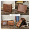 CONTACT'S Genuine Crazy Horse Leather Men Wallets Vintage Trifold Wallet Zip Coin Pocket Purse Cowhide Leather Wallet For Mens 4