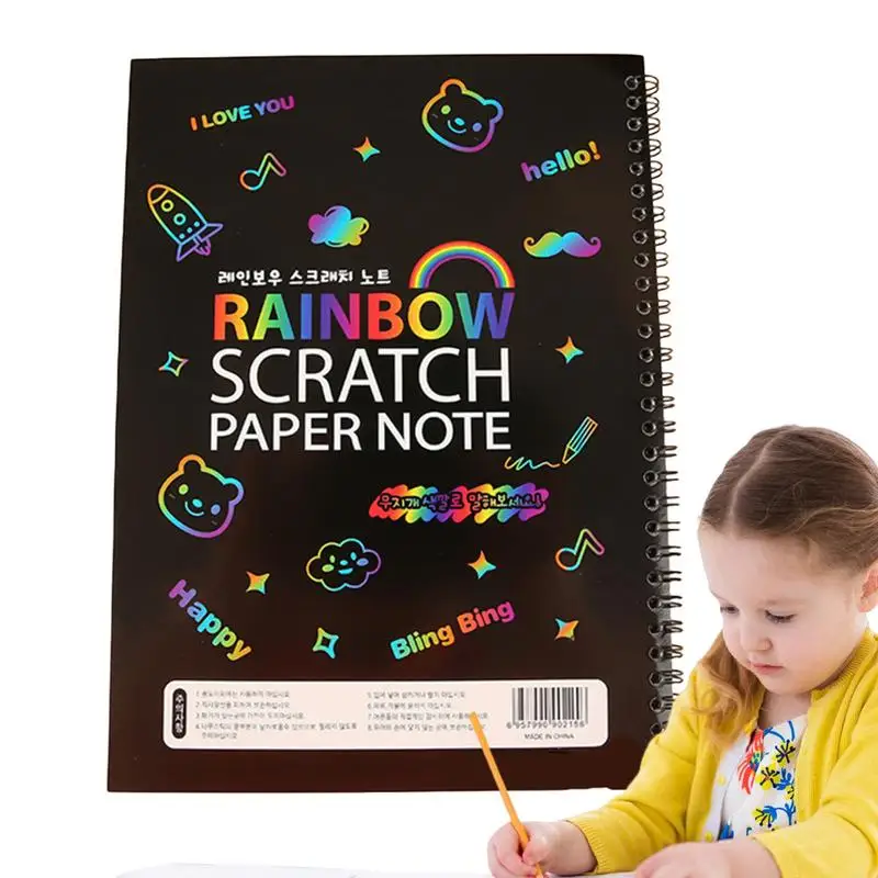 

Rainbow Scratch Paper Kit 10 Sheets Handmade Scratch Paper Set Odorless Black Scratch Paper Art Color Drawing Notebook Craft