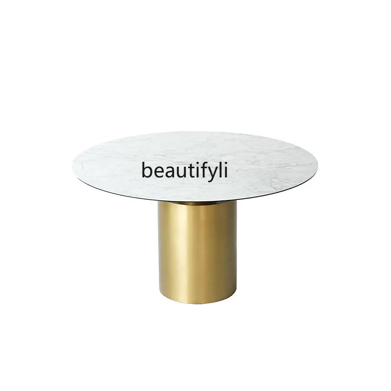 

Home Simple Snowflake White Stone Plate Home European Style Circle and Creative Dining Table Small Apartment Dining Table New