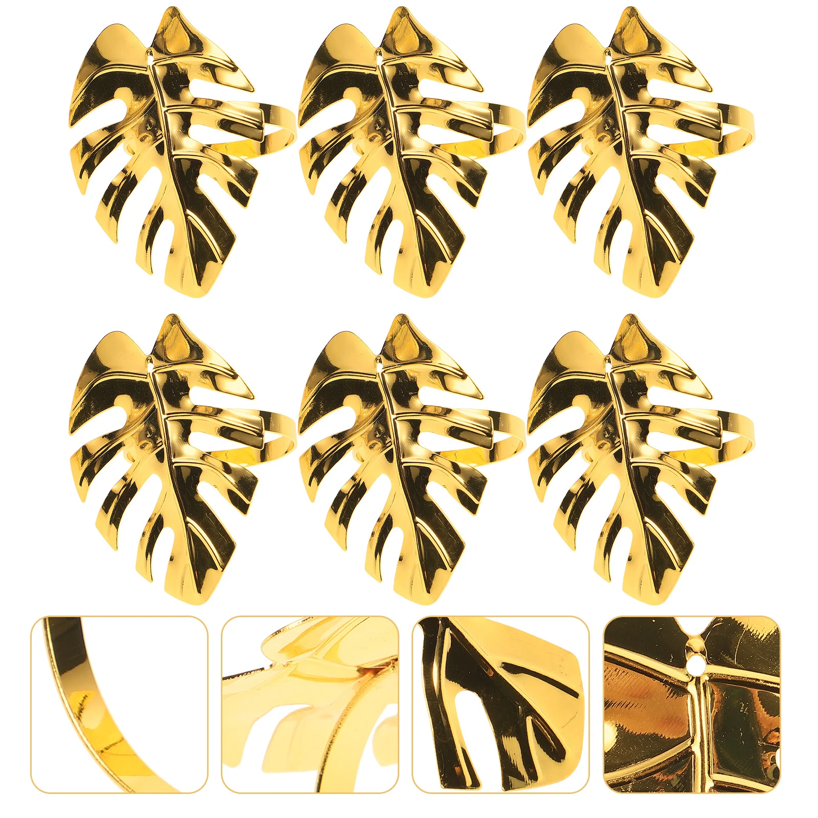 6 Pcs Leaf Shaped Napkin Ring Premium Material Party Napkin Holder Banquet Dinner Ring Tableware Accessories Stylish Monstera