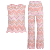 KWTX 2025 Women’s Set Fashion O-neck Long Sleeve Short Tops Slip Stripe Waist Knitted Dress Loose Pants Evening Party Autumn New - Image 6