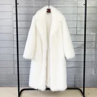 White Long Faux Fur Coat Women Autumn Winter Large Jacket Overcoat Turn Down Collar Pockets Thick Coat Warm Jackets Maxi Coats 1