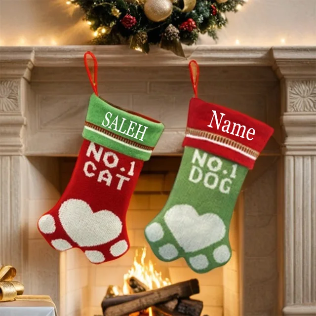 Custom Pet Paw Christmas Stockings