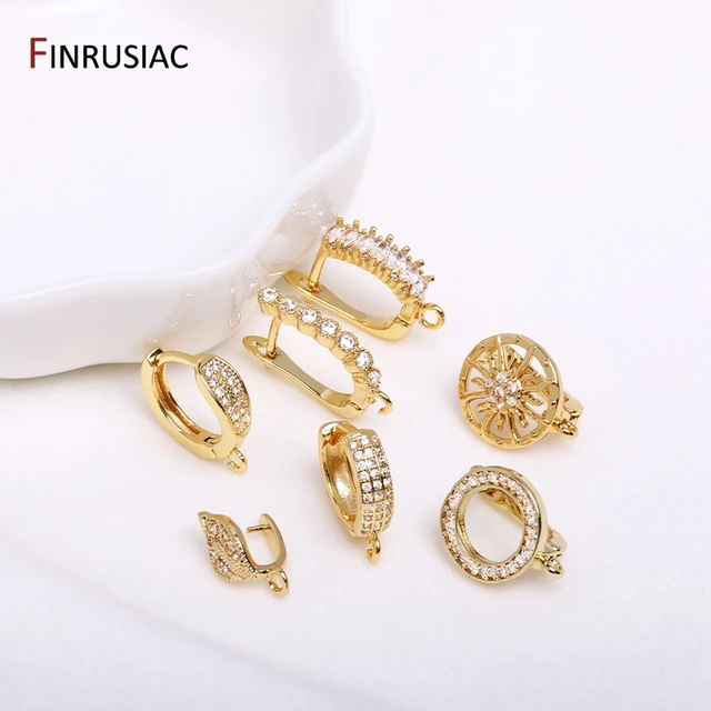Earring Making Supplies Gold Plated Zircon Earwire Earring Hooks DIY Women Earring Jewelry Making Accessories Wholesale 2