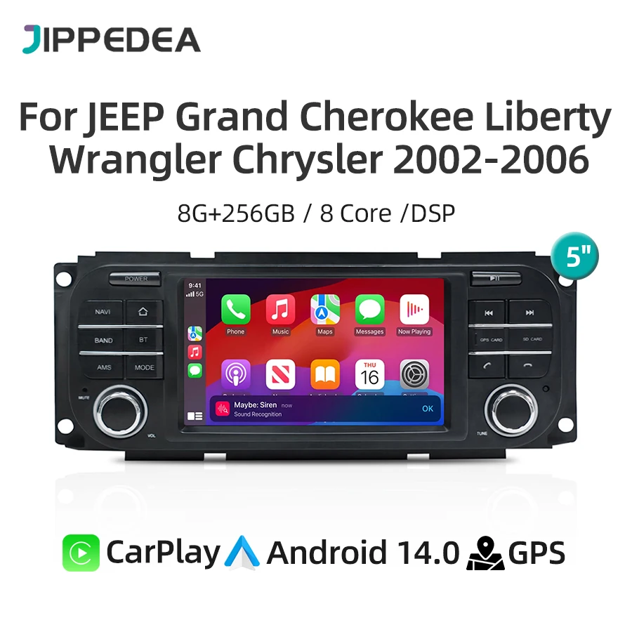 Radio de coche Android 14 para JEEP Grand Cherokee Liberty Wrangler Chrysler 2002-2006 navegación CarPlay reproductor Multimedia estéreo DSP 1