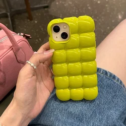 Candy Color 3D Block Lattice Shockproof Phone Case - Soft Silicone Glossy Finish - iPhone 12 Pro Max (Green)