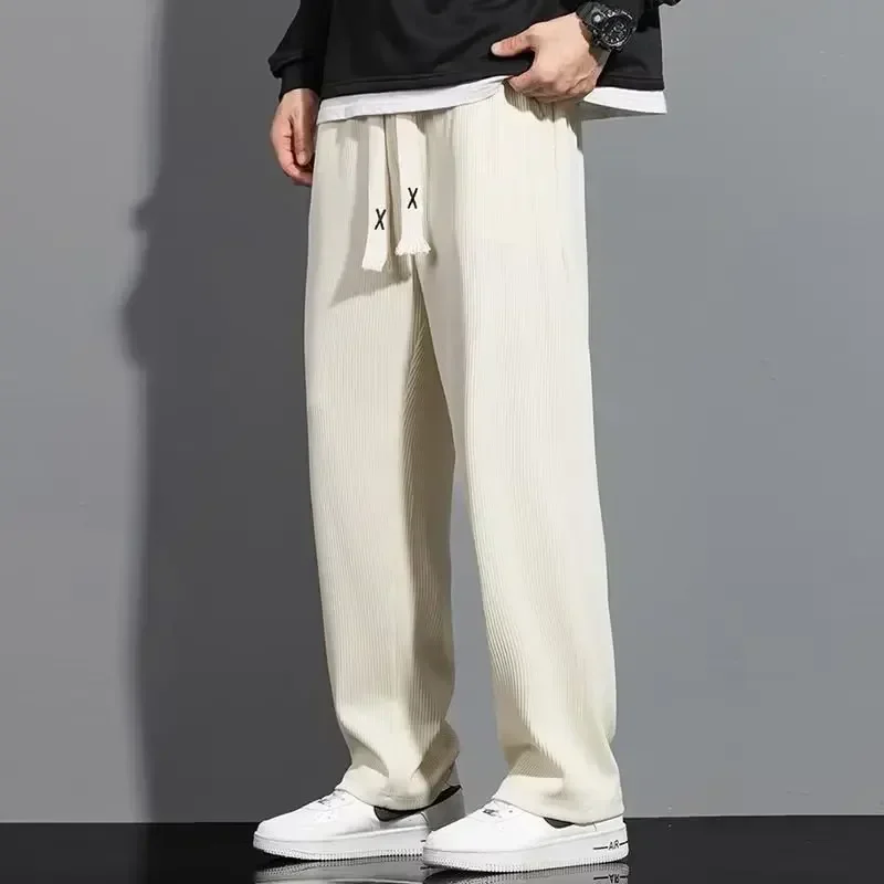

Wide Leg Pants Men Running Sport Pants Jogger Sweatpants Casual Outdoor Training Gym Fitness Trouser Hiphop Loose Straight Pants