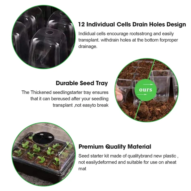 Üvegházhatású Tálcák 12 Páratartalom Állítható Növényi Indító Készlet Kupolával És Alap Mini Szaporítóval A Magok Termesztéséhez - Image 3