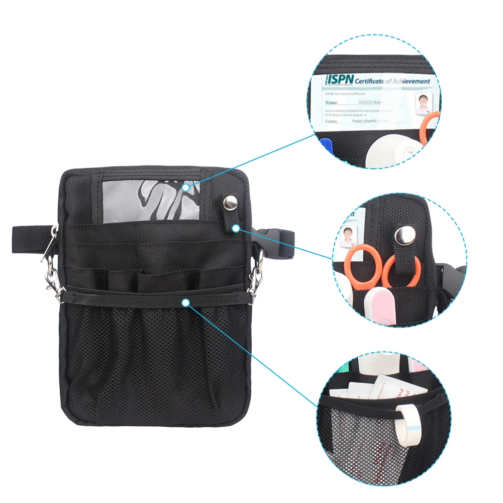 Nurse Fanny Pack Portable Adjustable Nurse Waist Organizer Belt with Carabiner Shoulder Strap Medical Utility Waist Pack Black plumbers tool bag