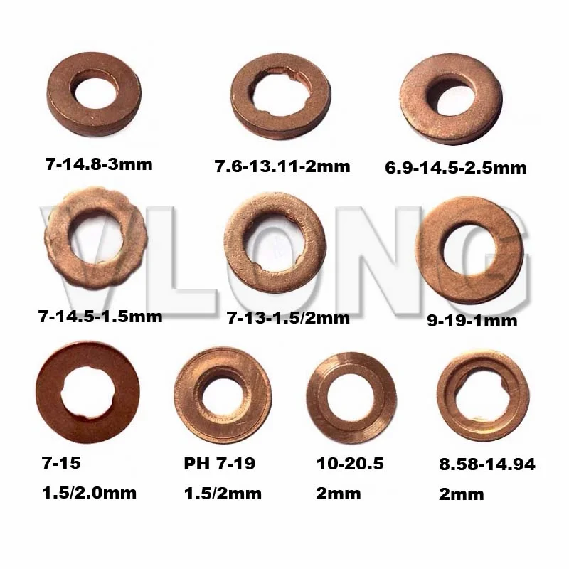 

7x15mm Diesel Injector Sealing EURO-III Common Rail Injector Nozzle Copper Pad Gasket For Bosch 0445110 0445120