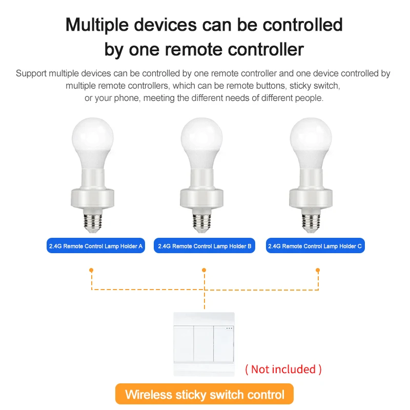 QIACHIP 2.4g Smart Remote Control Light Socket E26 E27 Bulb Socket Adapter, Ewelink Bluetooth Smart Lamp Holder, Ewelink App Remote Control Timing