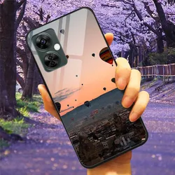 Tempered Glass Hard Cover with Soft Bumper - Nord N30 2023 (Gray pink)