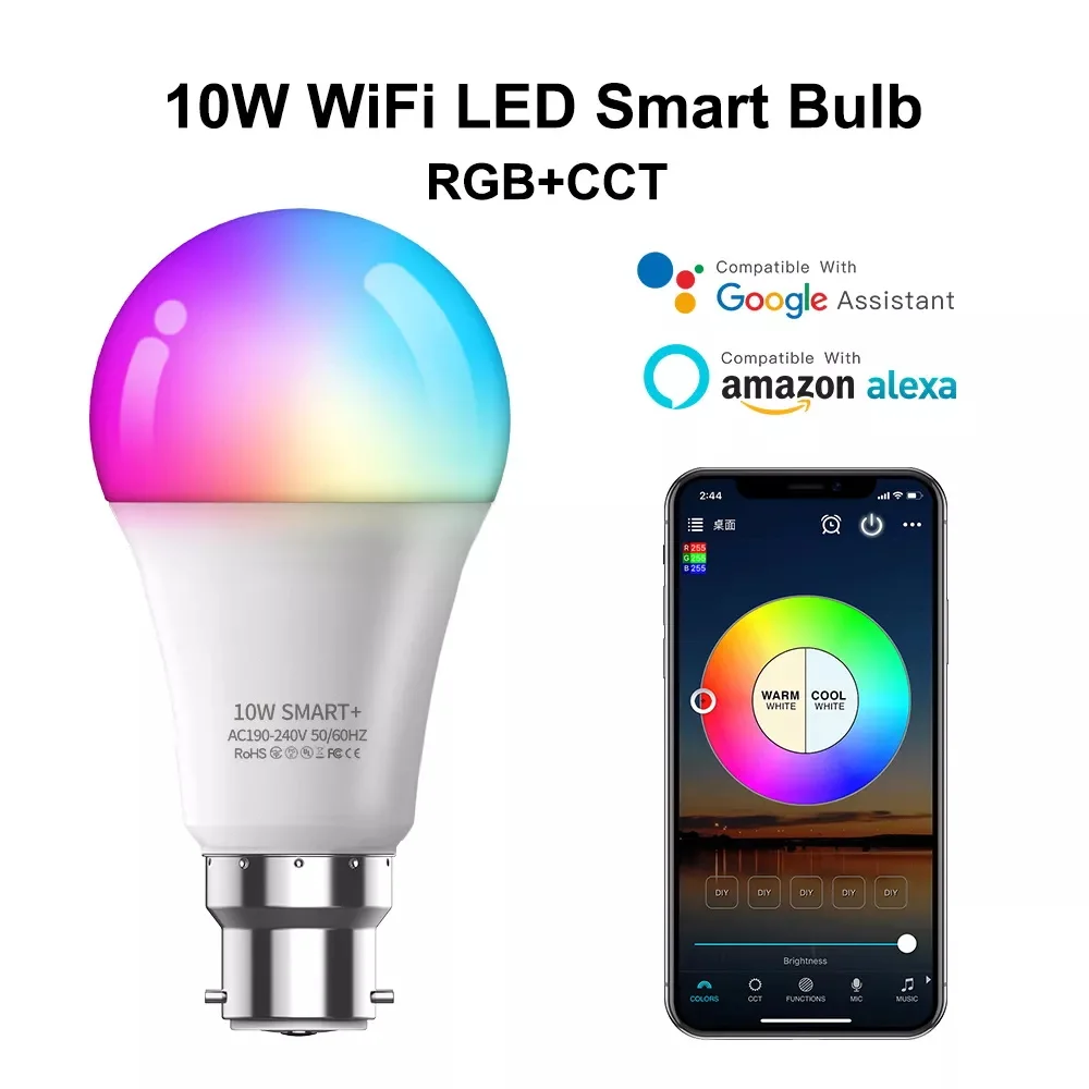 

B22 LED штыковая лампочка 10W 6500K lm AC240V Холодный белый Теплый наружный светильник для крыльца дневной и ночной свет умный автоматический вкл./выкл.