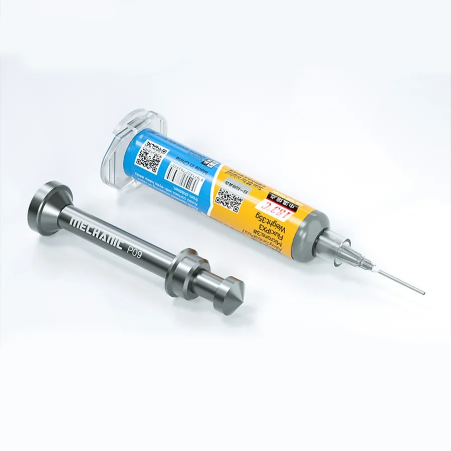 MECHANIC Aluminum Alloy Tube Piston P09 Solder Paste Flux Booster Manual Syringe Plunger Dispenser Propulsion Tool Phone Repair soldering flux soldering paste reusable syringe liquid syringe syringe glue tool resettable fuse