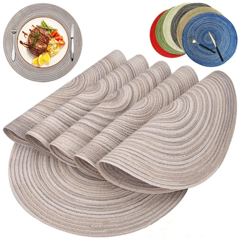 

11/18/38CM Round Woven Placemats 6 Colors Table Pads Placemats for Home Dining Coffee Shop Party Wedding Decoration