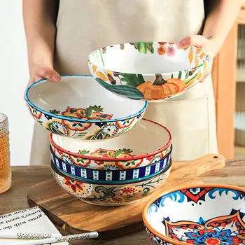 8" Exquisite Ceramic Salad & Ramen Bowl 1