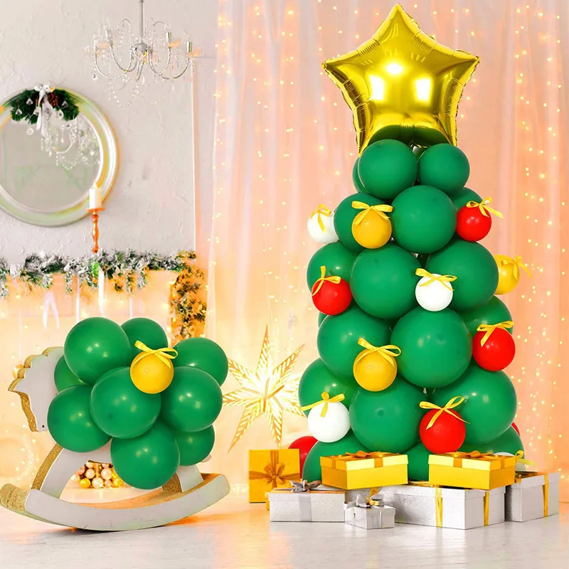 

Christmas Latex Balloon 115Pcs Decoration 2022 Chrome Gold Green DIY Pearl Dark Green Balloon Garland Arch Kit Xmas Party Decor