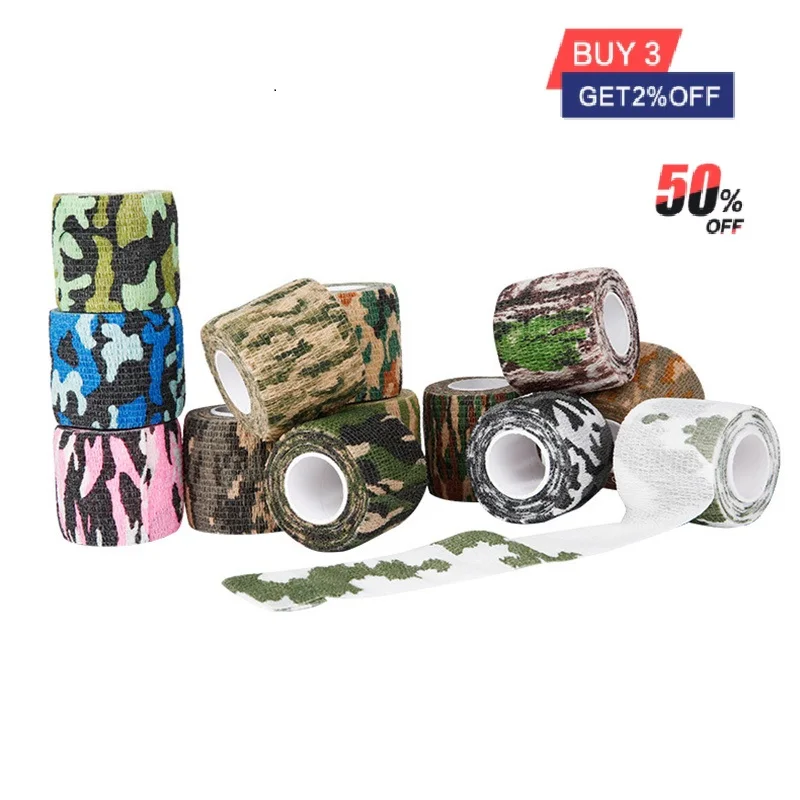 Elastic Wrap Tape Army Adhesive Outdoor Hunting Camouflage Stealth Tape Waterproof Wrap Durable Self Adhesive Elastic Bandage