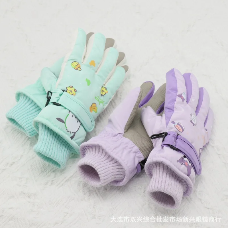 

Cartoon Sanrioed My Melody Kuromi Children's Gloves Ins Kawaii Winter Cold Protection Warm Waterproof Ski Gloves Holiday Gifts