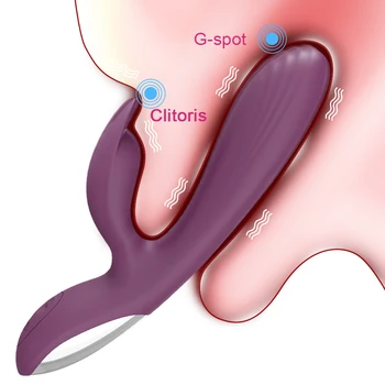 Female Clitoris Nipple Massager 2 in 1 Dildo Sex Toys Shop Adult Goods for Women Powerful G Spot Rabbit Vibrator Female Clitoris Nipple Dual Stimulator Massager 2 in 1 Dildo Sex