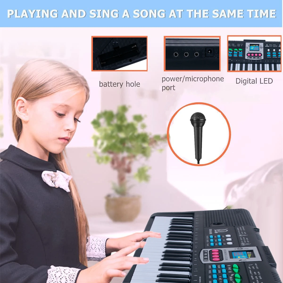 61Key Quick Start Electronic Keyboard Recording Playback Electronic Piano Musical Keyboard for Keyboard Piano Starter Kit Kids