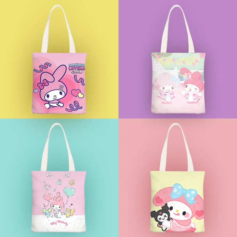 

Новинка, мультяшная Милая Холщовая Сумка Sanrio с аниме «Моя Мелодия», симпатичная сумка на плечо, сумка для студентов, классная сумка, женская сумка через плечо, подарок для девушек