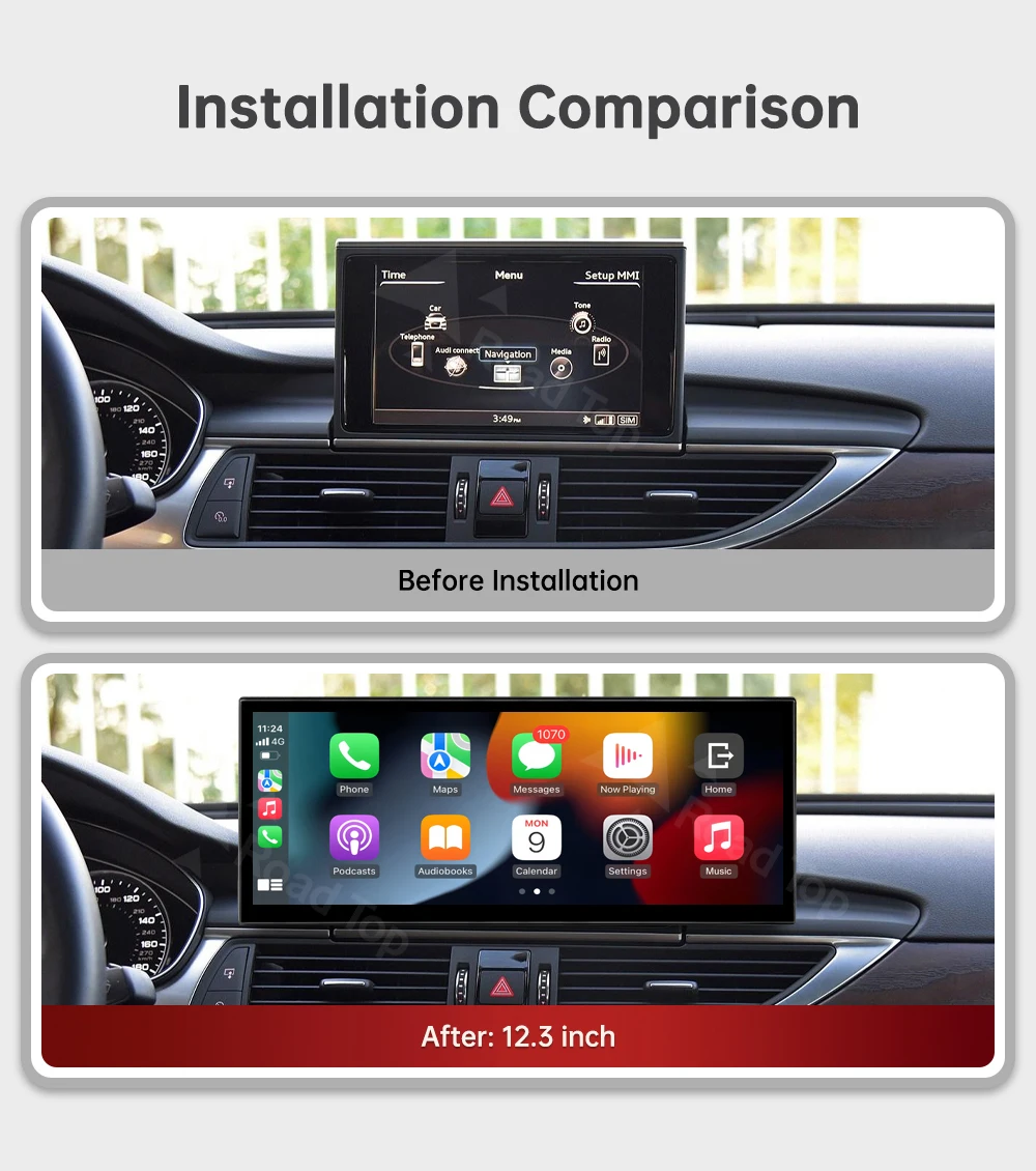 DE RoadTop Für Audi A6 A7 2016-2018 MHI2 MIB2 12,3 Zoll Wireless CarPlay Multimedia Linux Touchscreen Airplay Autolink Funktion – Detail 2
