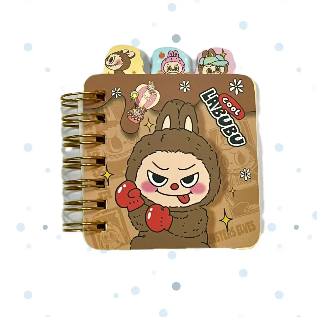 LABUBU spiral-bound categorized notebook mini color pape booklet student cartoon cute notebook 72*72mm 2