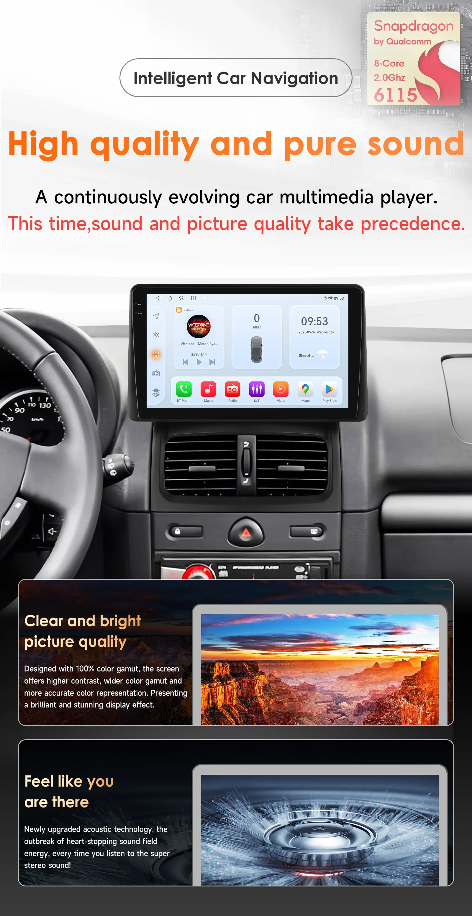 Hizpo 2Din 9 Zoll Android Autoradio für Renault Clio 2 2000 - 2012 RDS DSP SWC 4G BT Auto CarPlay 360 ° CAM Powered by Qualcomm – Detail 2