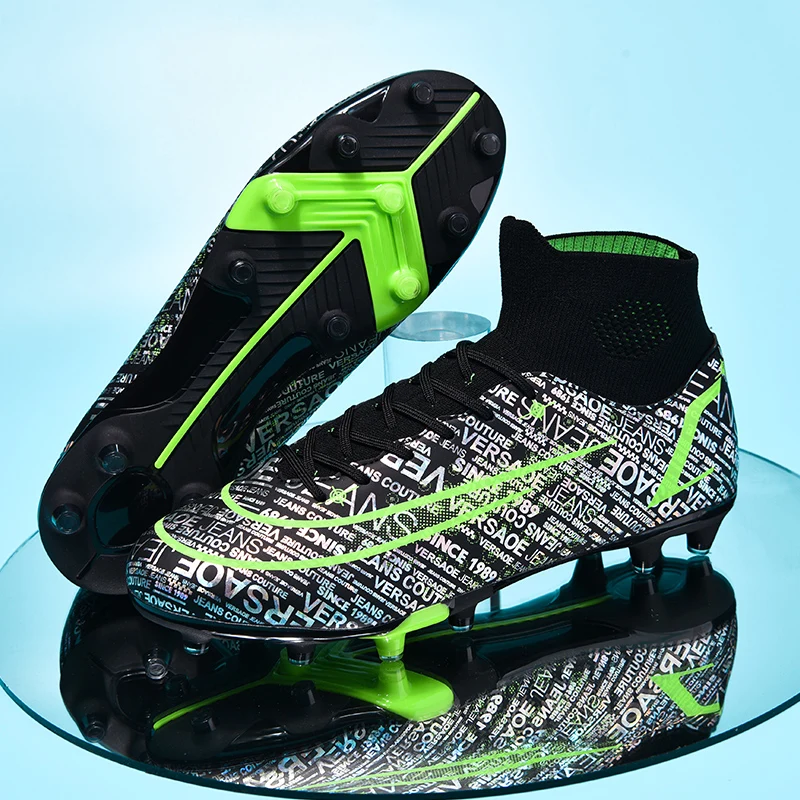 New Men Soccer Shoes Football Boots Training Outdoor AG/TF Grass Non-slip Hight Ankle Comfortable Sneakers Trend Size 35-45