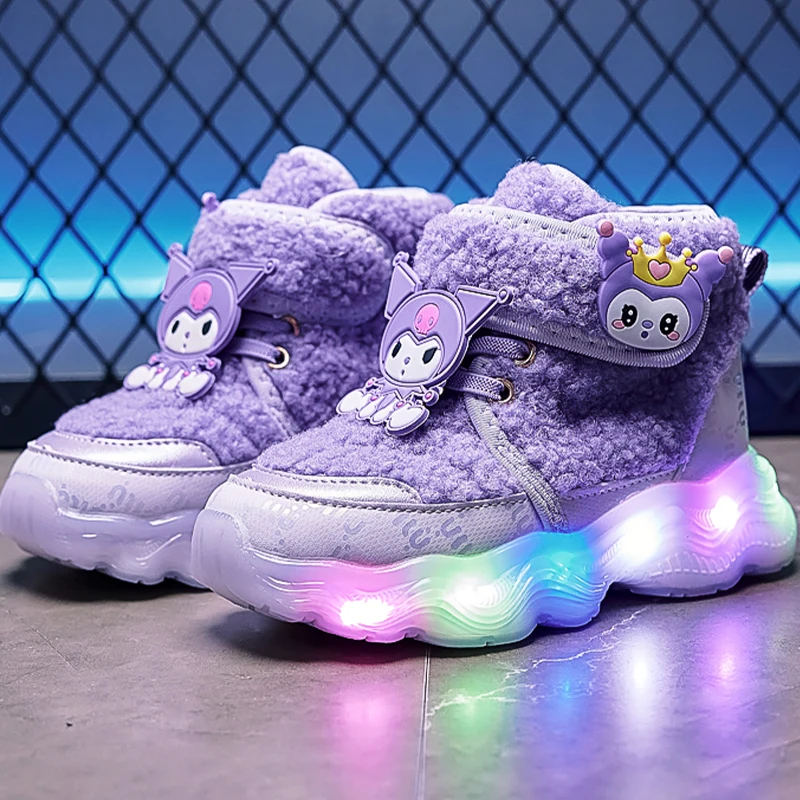 Kids Shoes Kids Snow Boots Winter Warm Original Sneakers Comfortable Walking Shoes High-top Cotton LED Light Cute Tennis Shoes