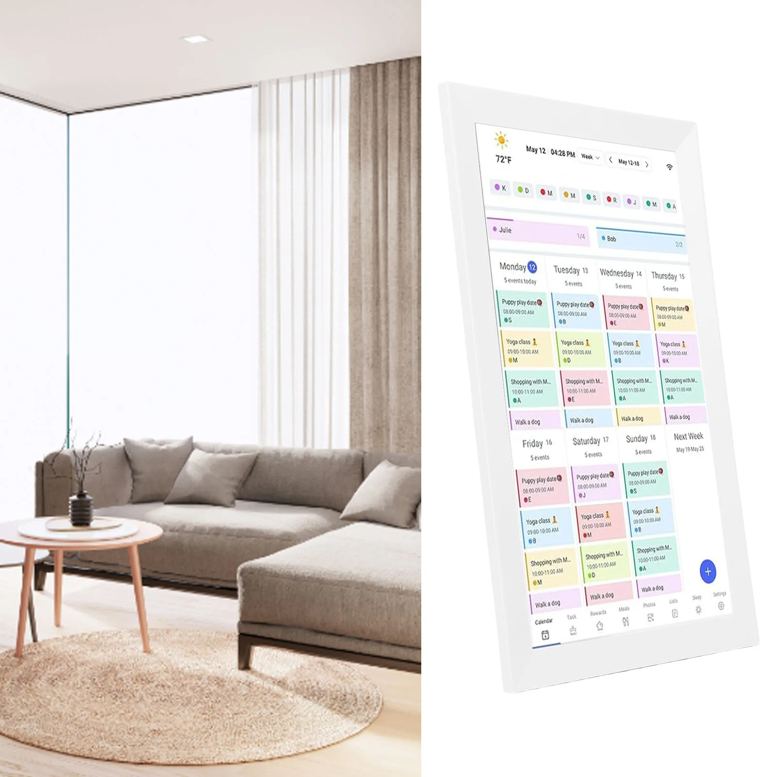 WiFi Smart Touchscreen 15.6 Inch Display Wall Planner Digital Calendar Chore Chart APP Control 32GB 2 Way Sync with Phones