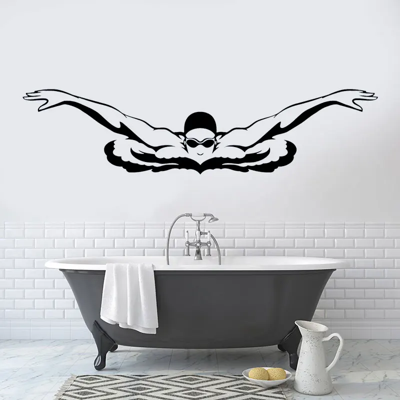 

Swim Sport Wall Decal Breaststroke Swimming Technique Man Swimmer Wall Sticker Vinyl Swimming Pool Decor Murals Wallpaper 4683