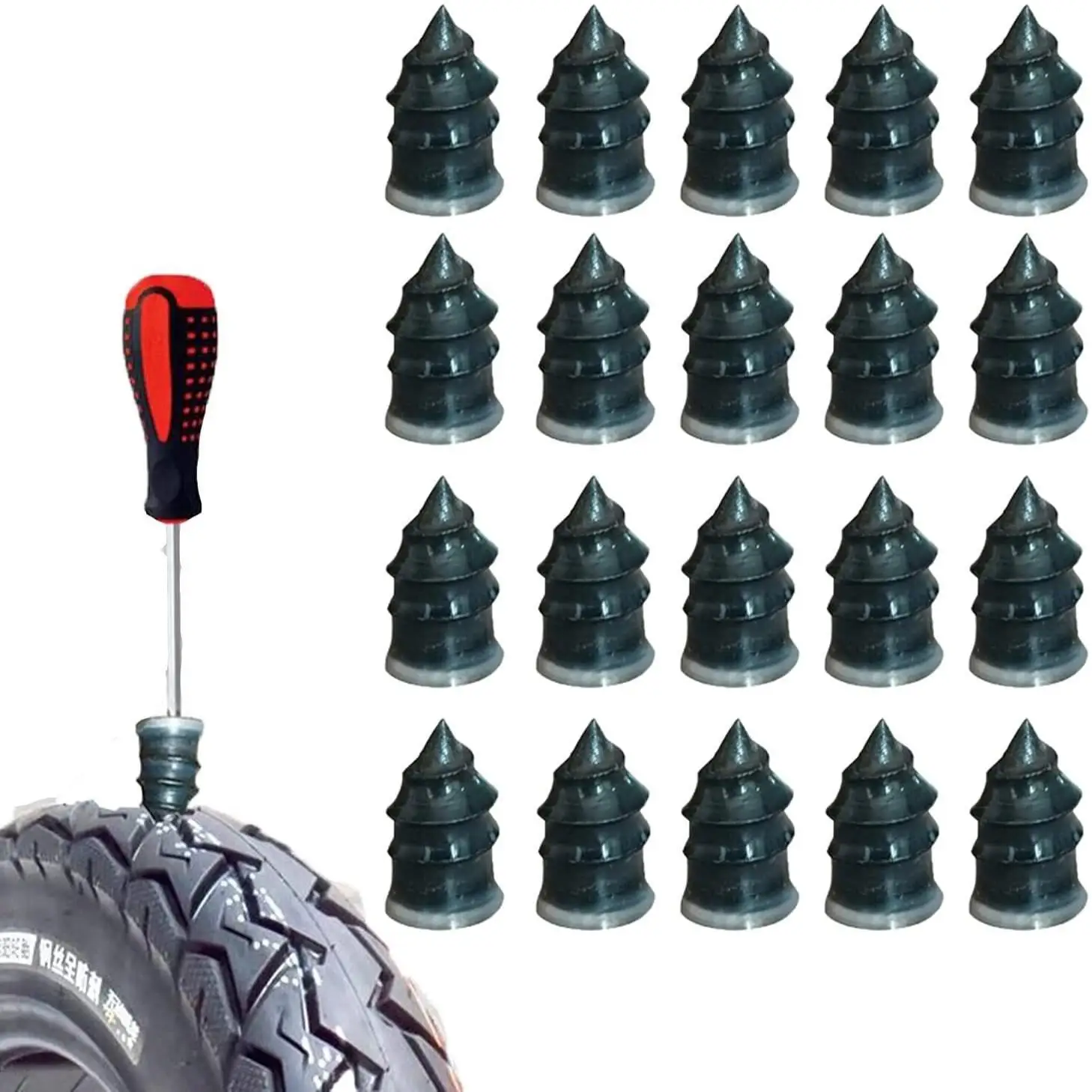 

Vacuum Tire Repair Nail Set with Glue-Free Rubber and Film for Tubeless Tires on Cars and Motorcycles 10 Pcs