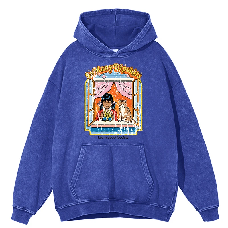 thumbnail image 1 of Sudadera holgada de algodón 100 % para hombre, sudadera suave con capucha, jersey de gran tamaño, estilo retro desgastado, con estampado de gato, ropa de sociedad, 1 of 5