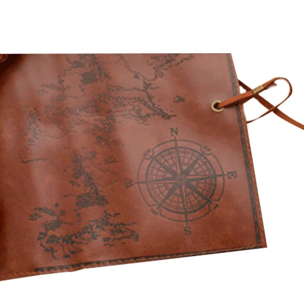 보물지도 레트로 가죽 연필 파우치, 화장품 가방, 롤 펜 케이스, 문구