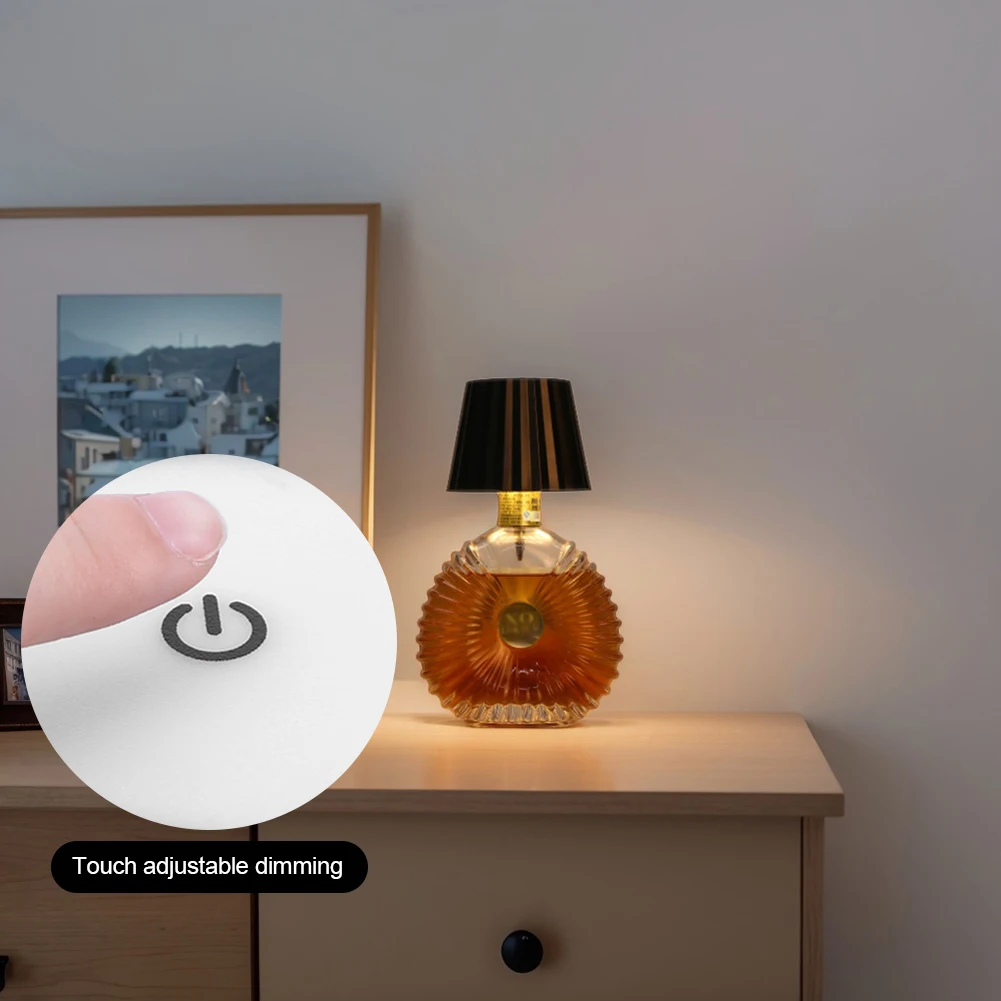 Rechargeable Metal Bottle Lamp with Dimmable Touch Control and Three Color Options Ideal for Home and Parties 3