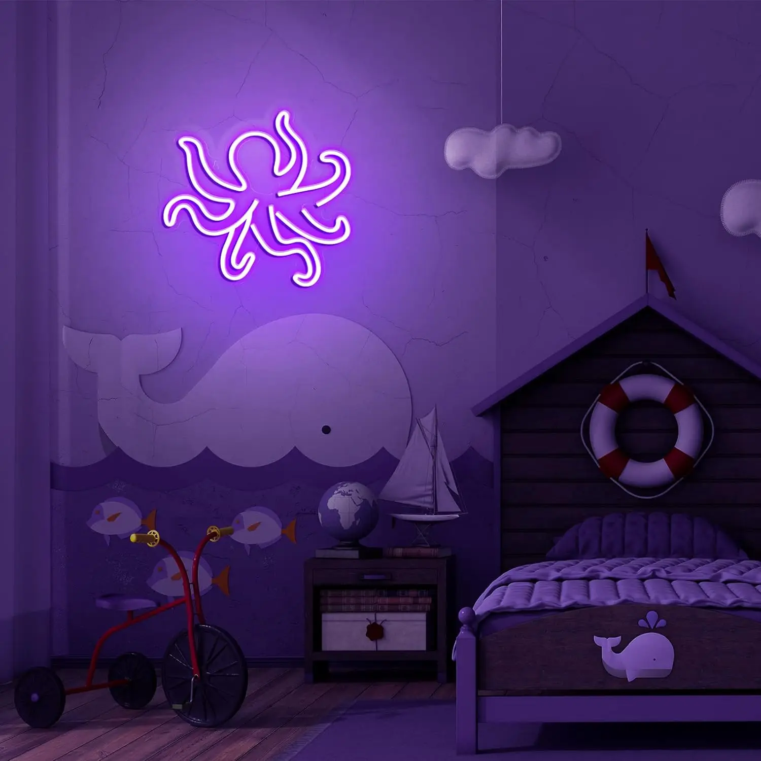 Octopus Neon Ocean Showroom LED Neon USB Powered Acrylic Wall Decoration Kids Bedroom Boys Room Playroom