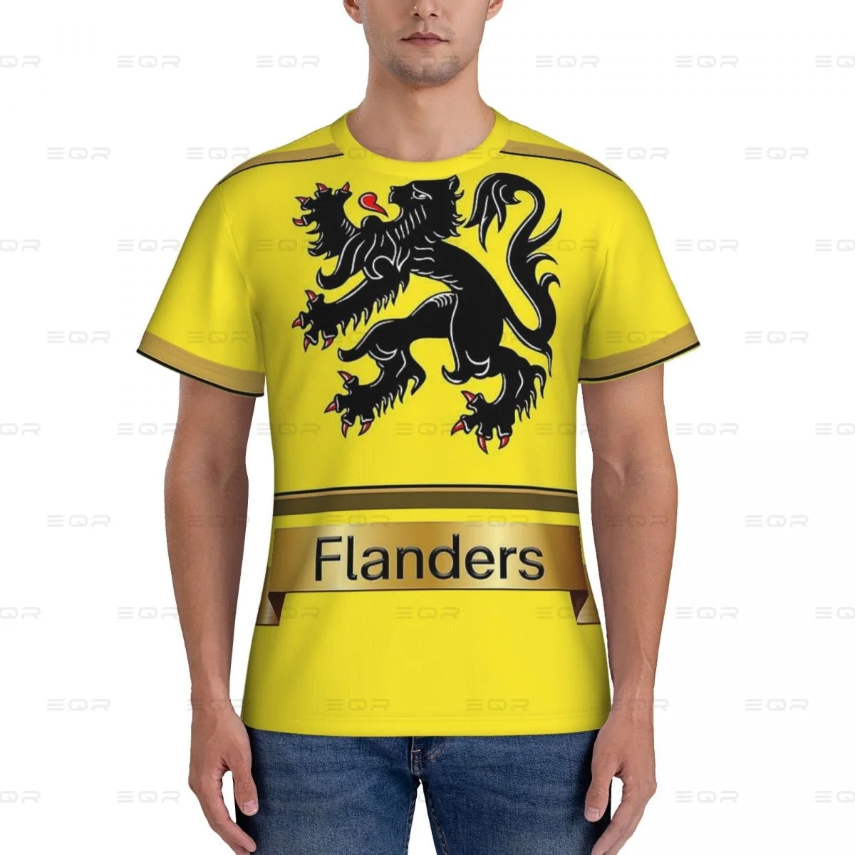 

Tour Of Flanders Flag Ronde Van Vlaanderen Merch Super Soft Men's round neck T-shirtModernNovelty all the year round Gift