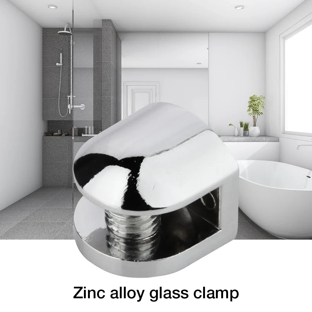 Glass Shelf Clamp Holder 12Pcs/Lot Glass Brackets Adjustable Zinc Alloy Glass Clip Shelf Clamp Holder Flat Back Mount Holder for Staircase Handrail