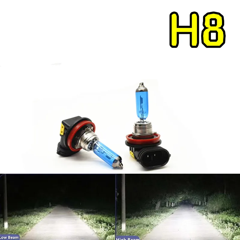 2pcs H8 12V Car Car Halogen Bulbs super white Headlights Platinum plated head fog lamps light 6000K High Power 100W