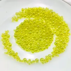 Vibrant Mini Glass Beads for Creative Jewelry Crafting - 16 Multicolor Bubble Designs, Hole - Free (Yellow)